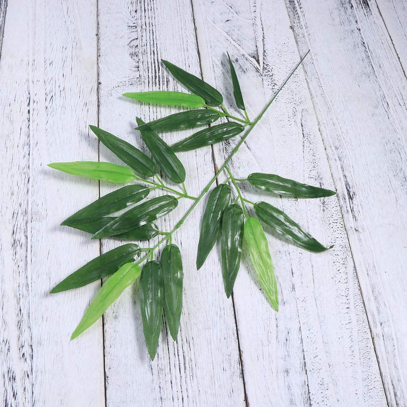 OULII 50pcs Artificial Green Bamboo Leaves Fake Green Plants Greenery Leaves for Home Hotel Office Decoration - Image 4